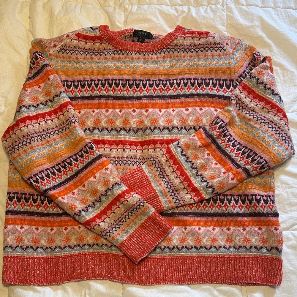J. Crew Multicolor Patterned Crewneck Sweater